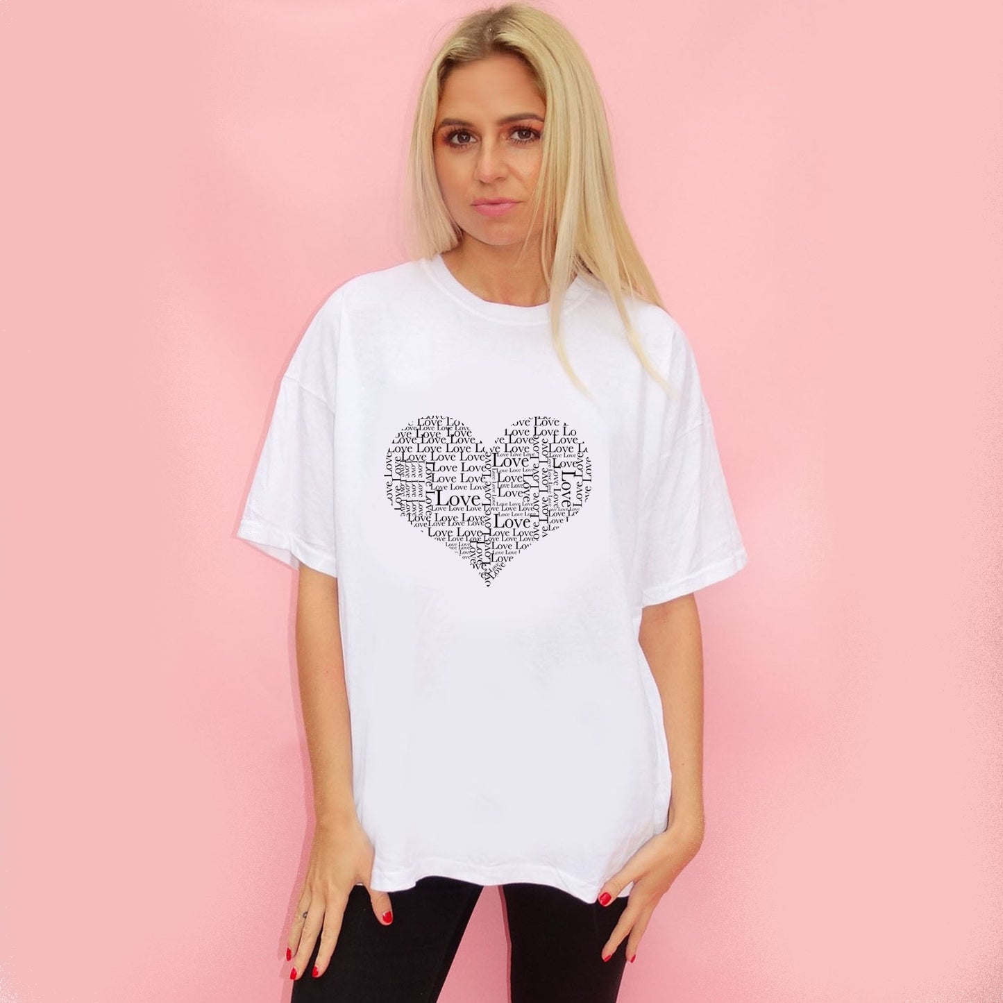 Love Heart Text Print Tshirt In White