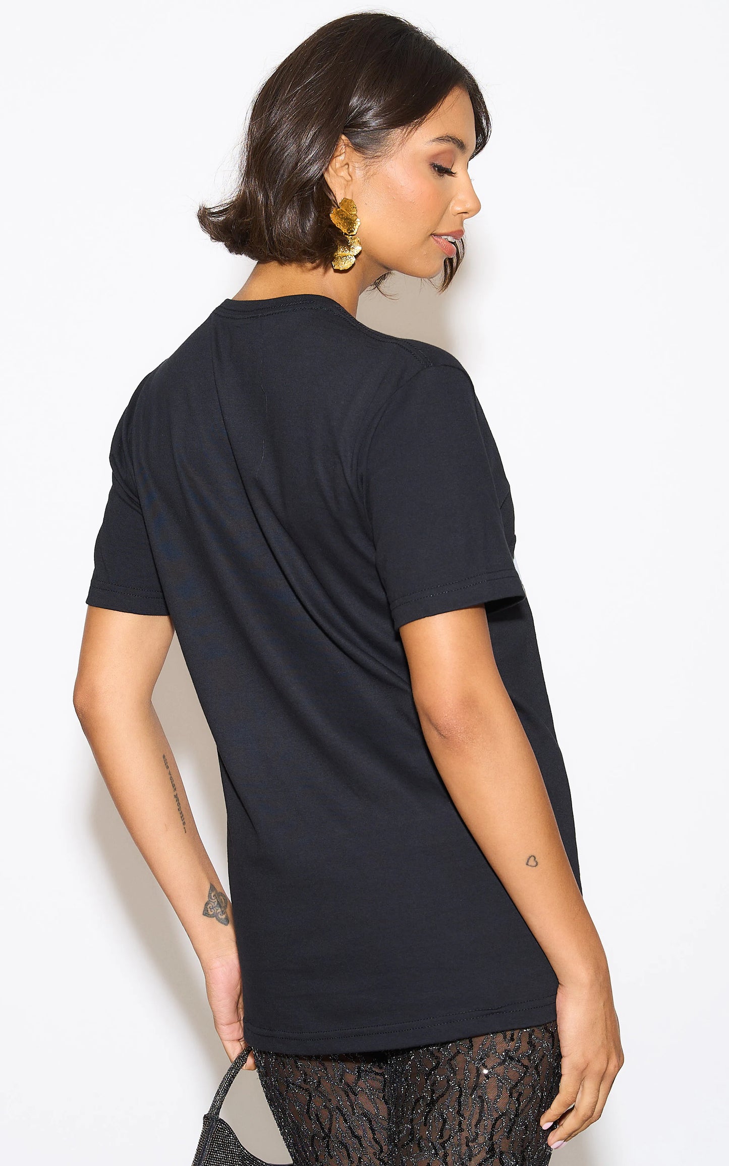 Love In Monochrome Leopard Graphic Tshirt In Black