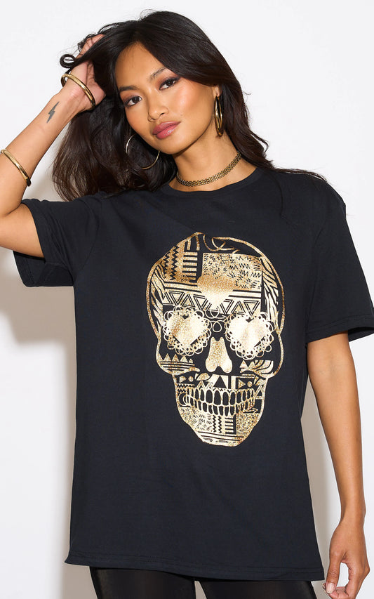 Sugar Skull Halloween Print Tshirt
