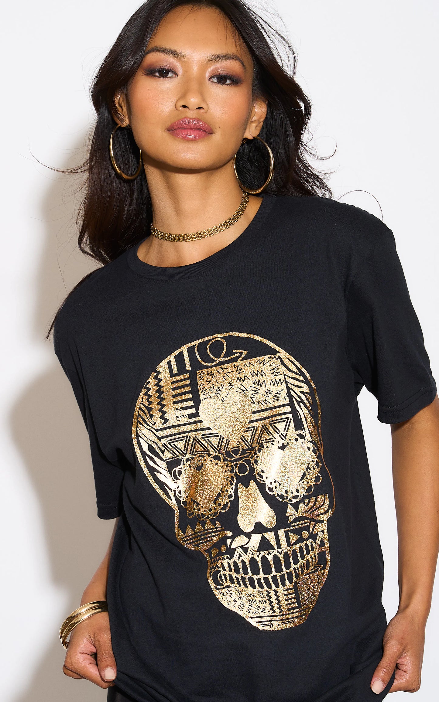 Sugar Skull Halloween Print Tshirt