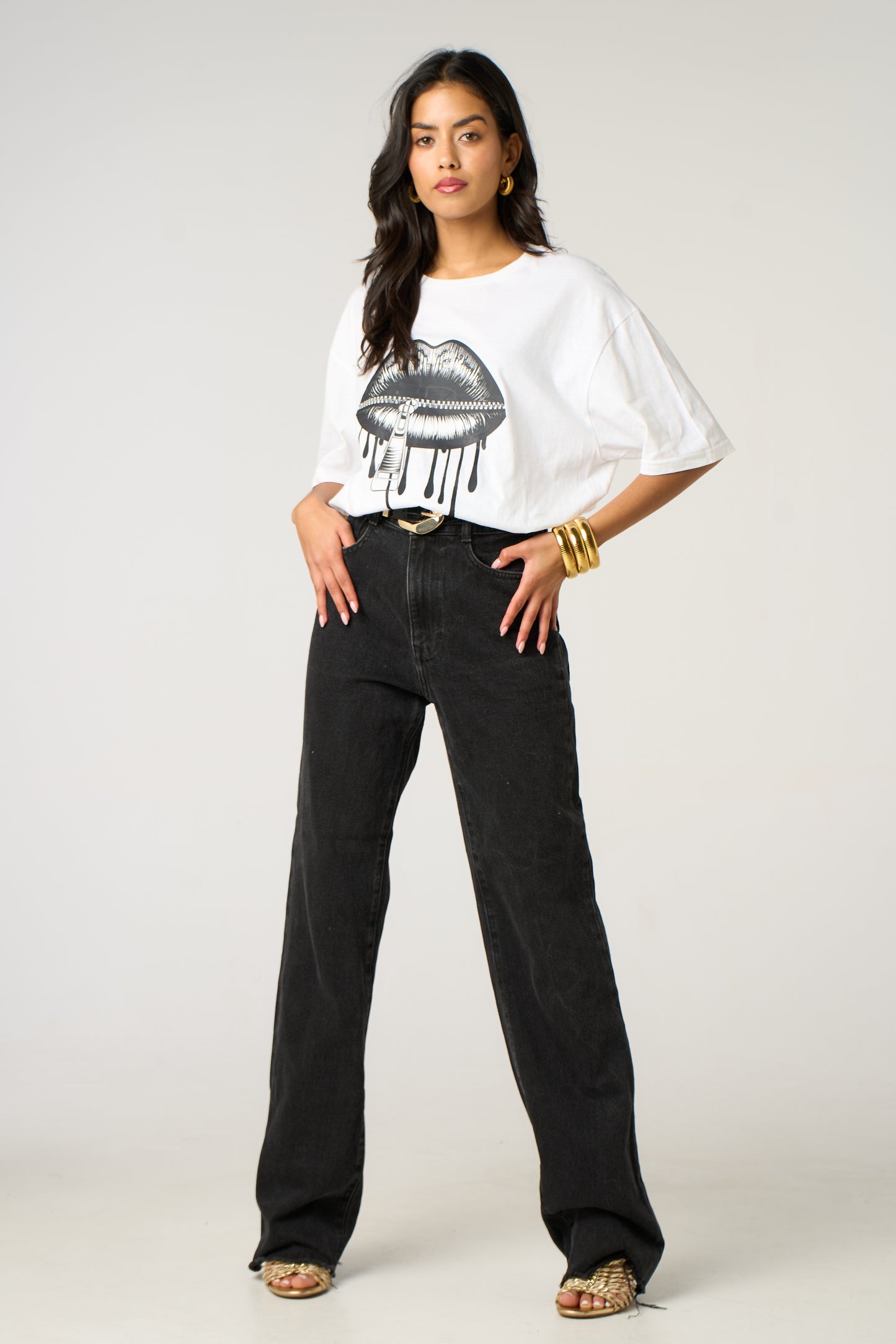 Locked Lips Drip T-Shirt in White