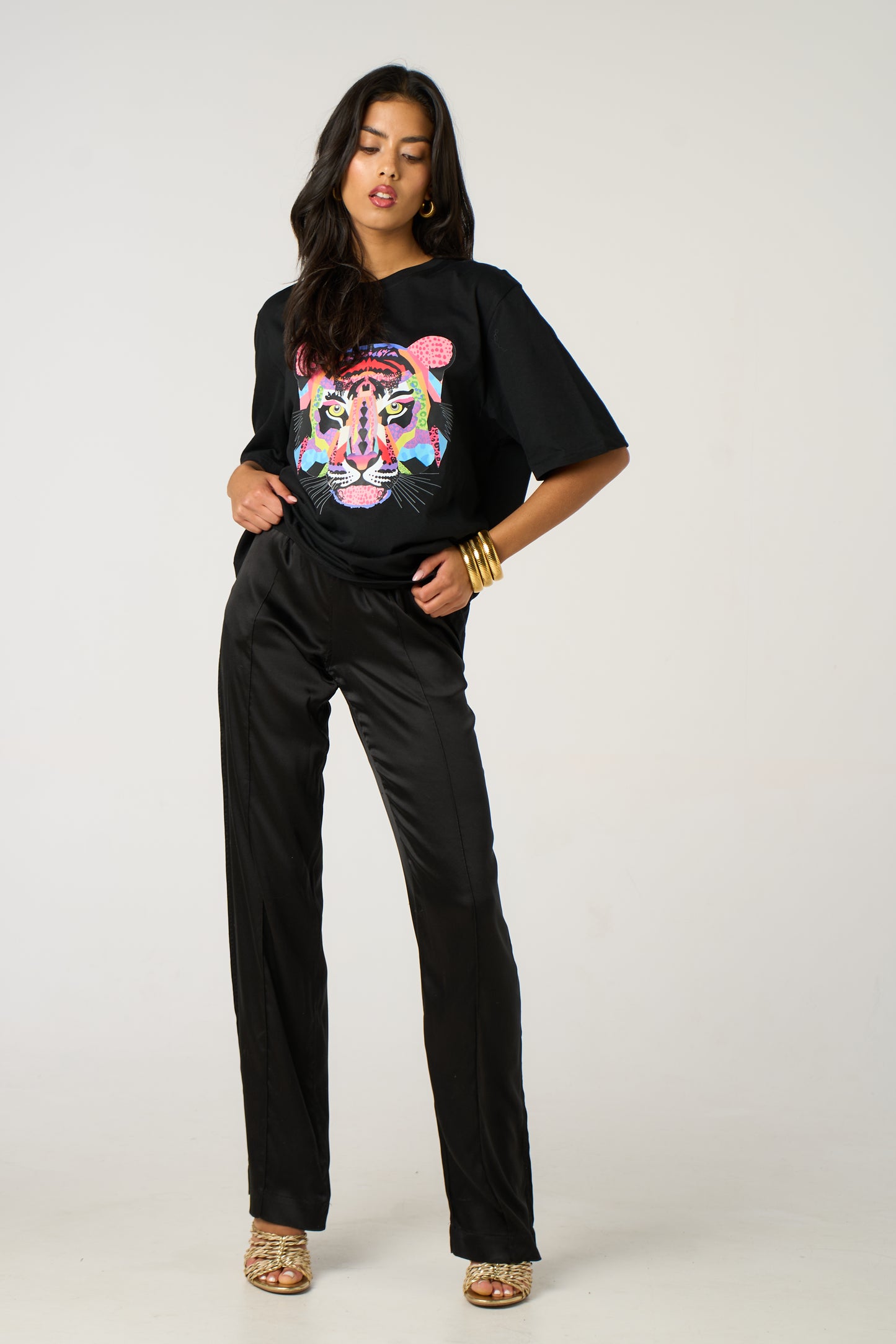 Mosaic Leopard Tiger Tee In Black