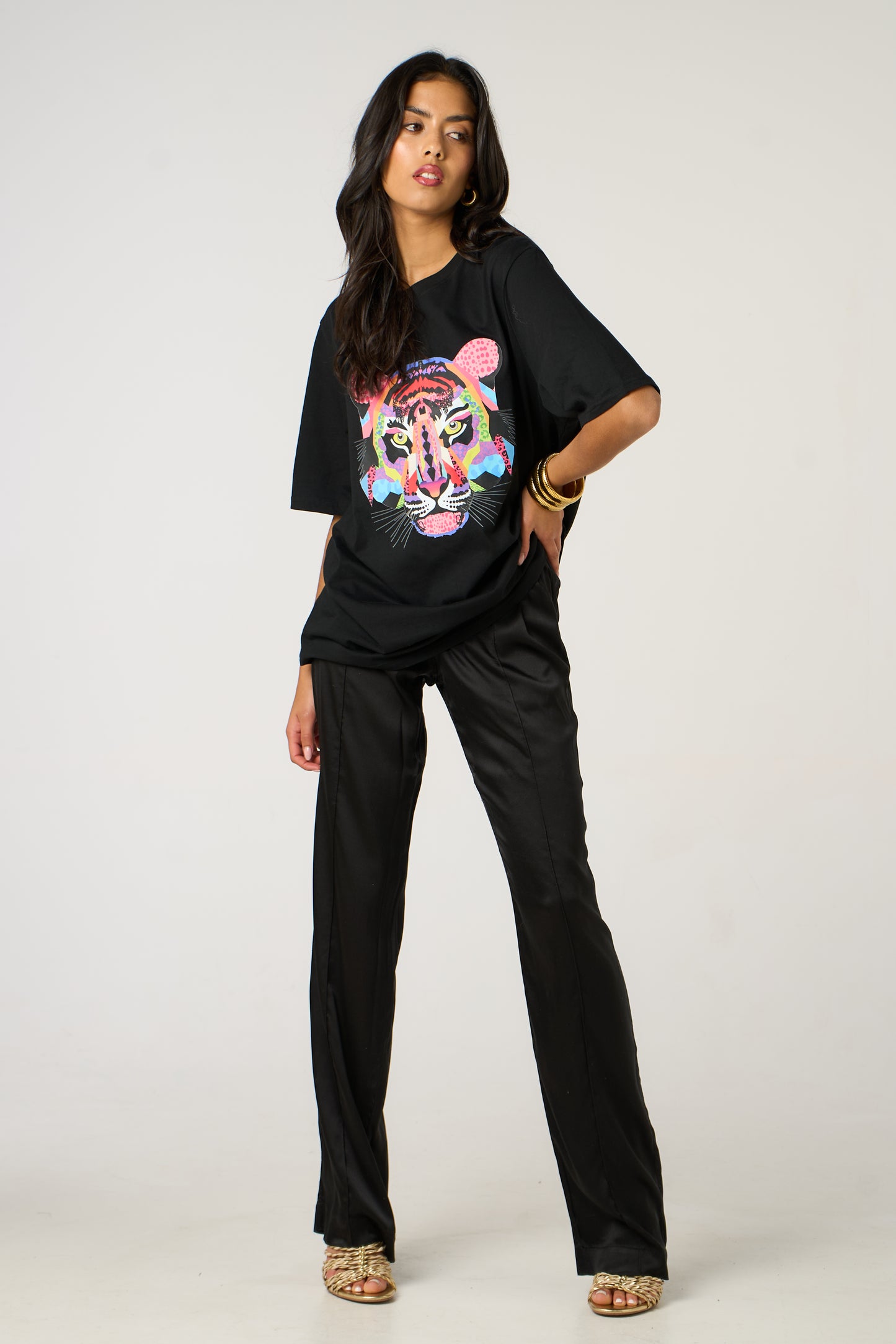 Mosaic Leopard Tiger Tee In Black