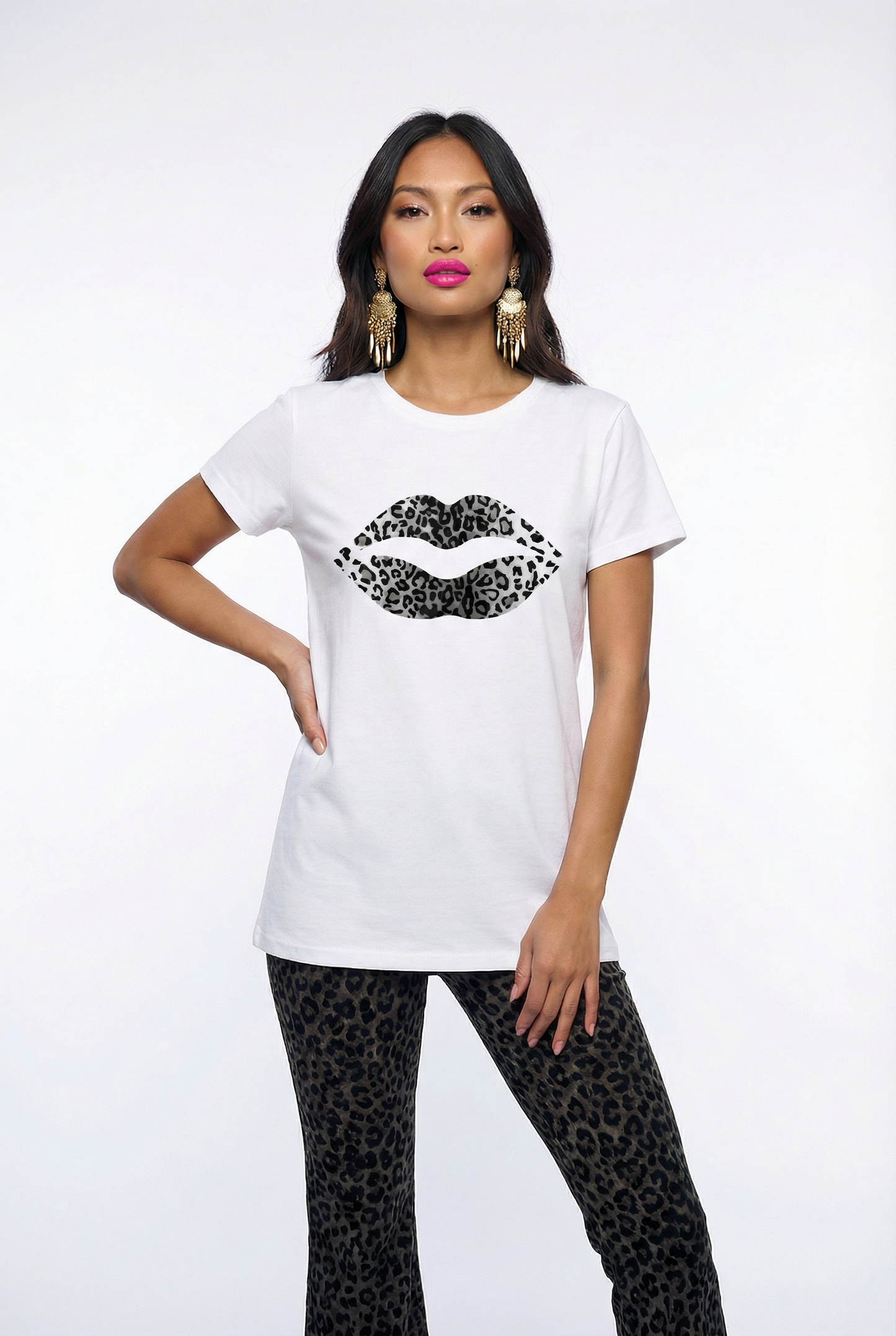 Black & White Leopard Lip Tee