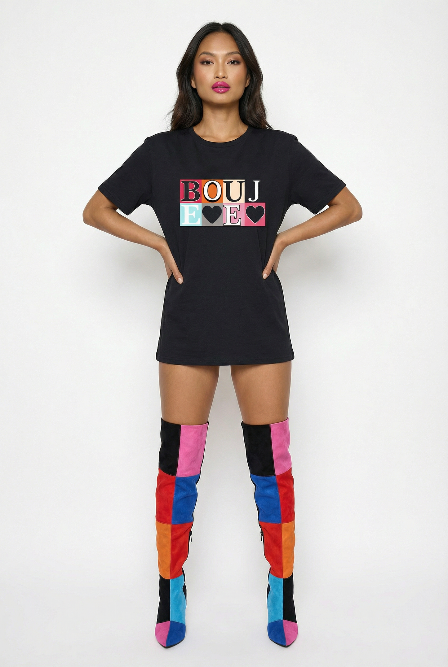 Boujee Pop Art Graphic Print Tshirt In Black