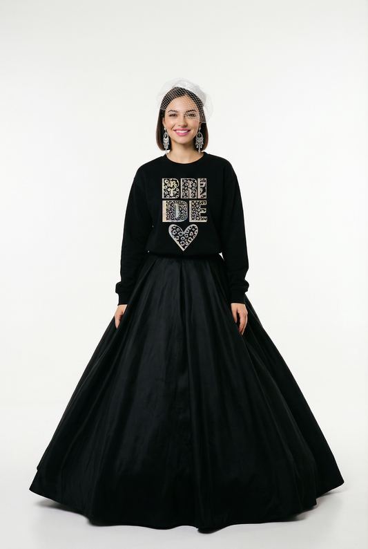 Bride Gold Text Sweater In Black