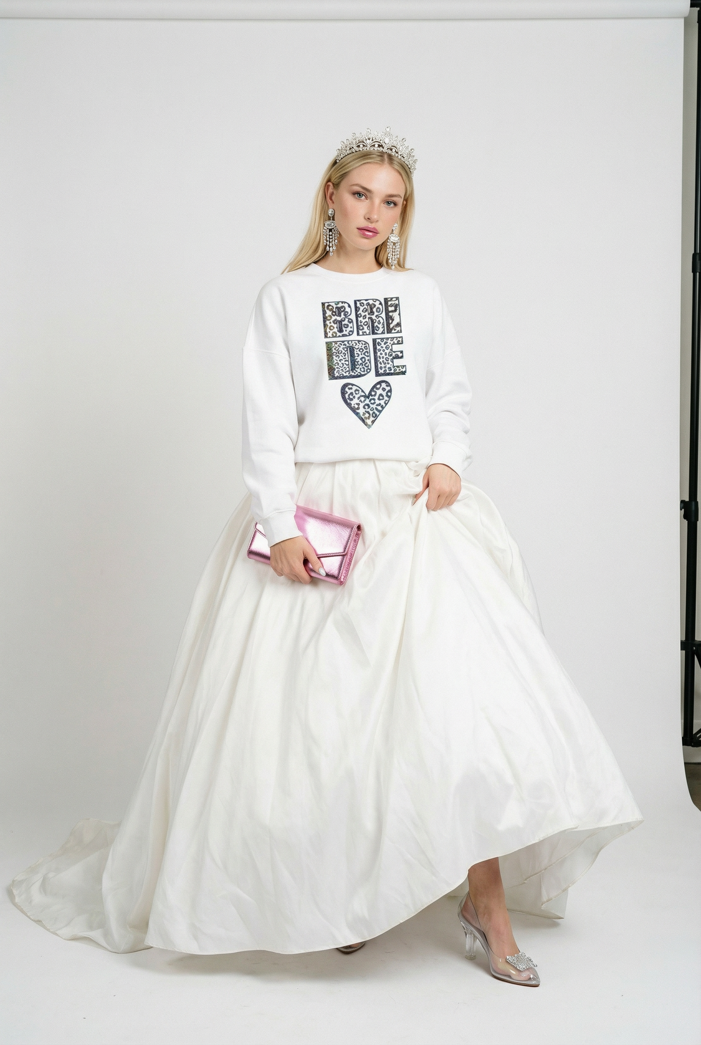 Bride Silver Text Sweater In White