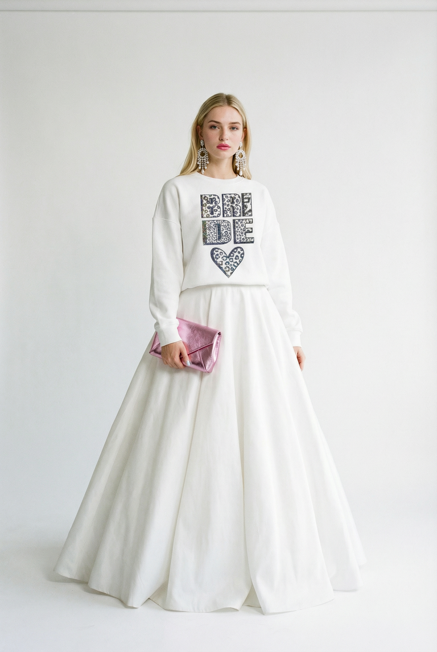 Bride Silver Text Sweater In White