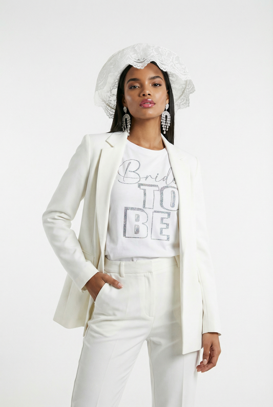 Bride  To Be Silver Text Tshirt In White