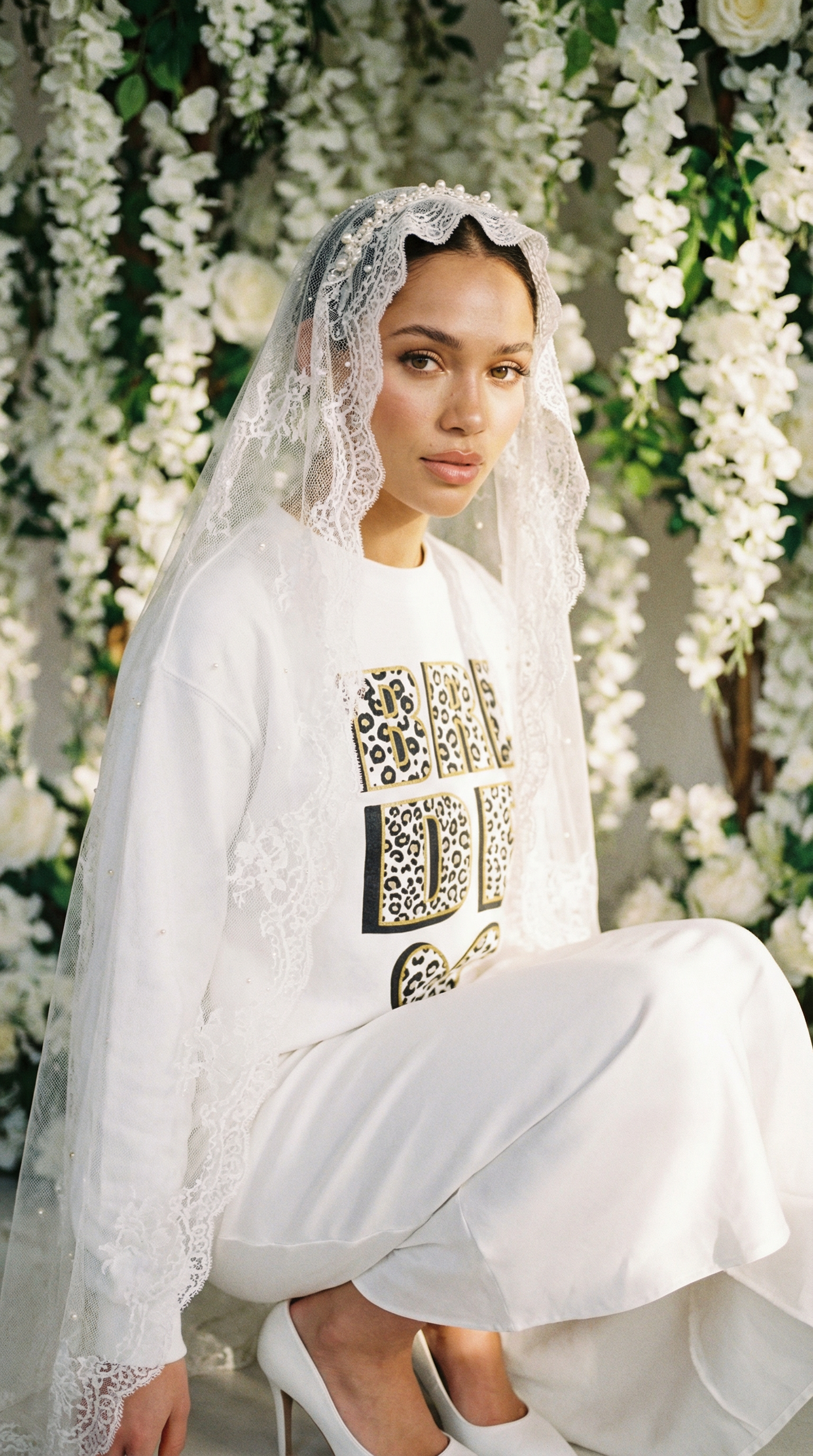 Happily Ever Silver  Wild Leopard Bride Sweatshirt