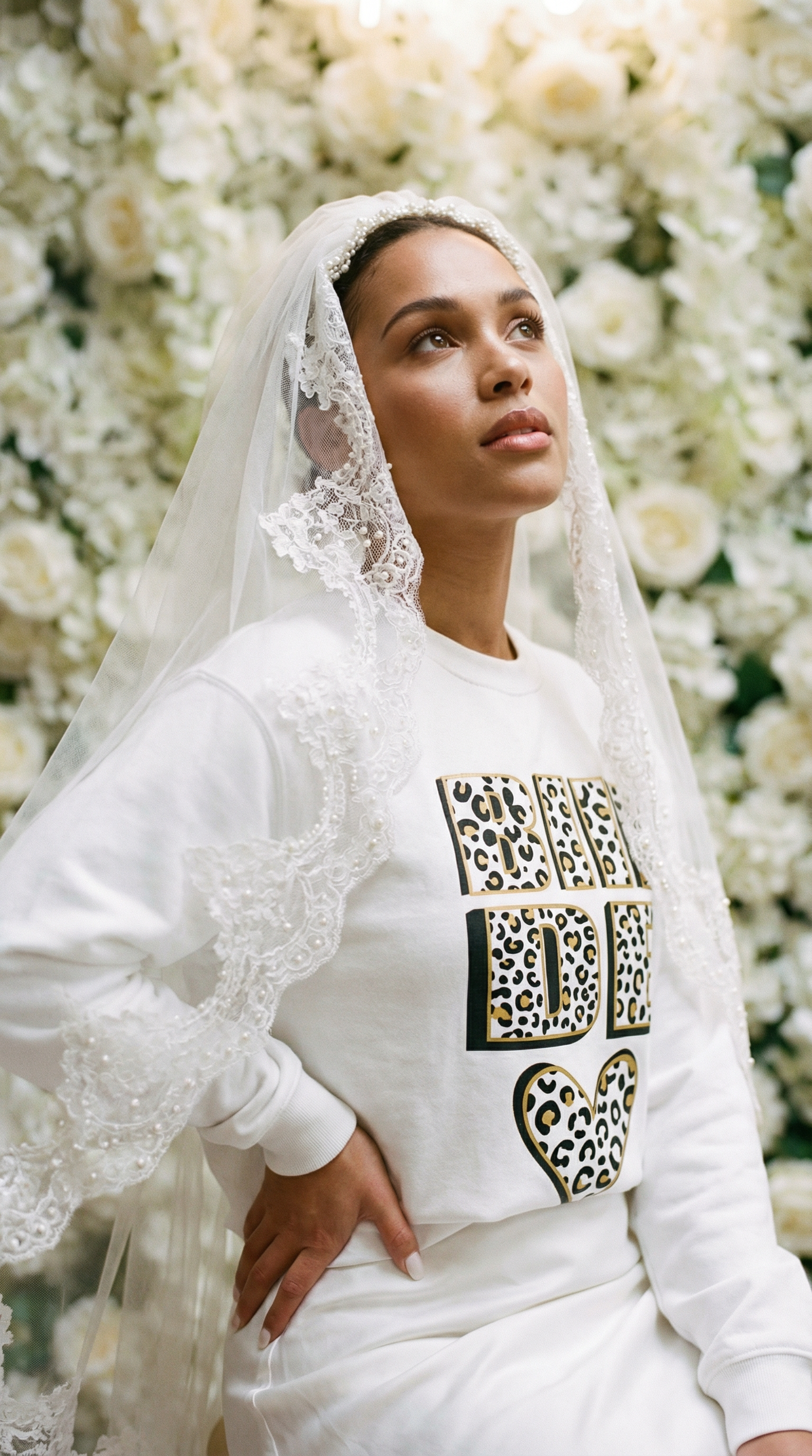 Happily Ever Silver  Wild Leopard Bride Sweatshirt