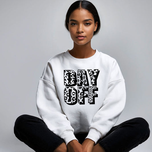 Day Off Metallic Graphic Text Sweatshirt