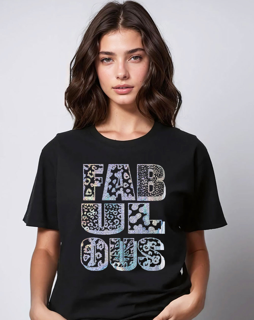 Wildly Fabulous Metallic Graphic Text Tshirt