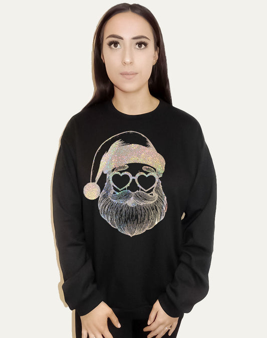 Santa's Heart of Sweater in Black