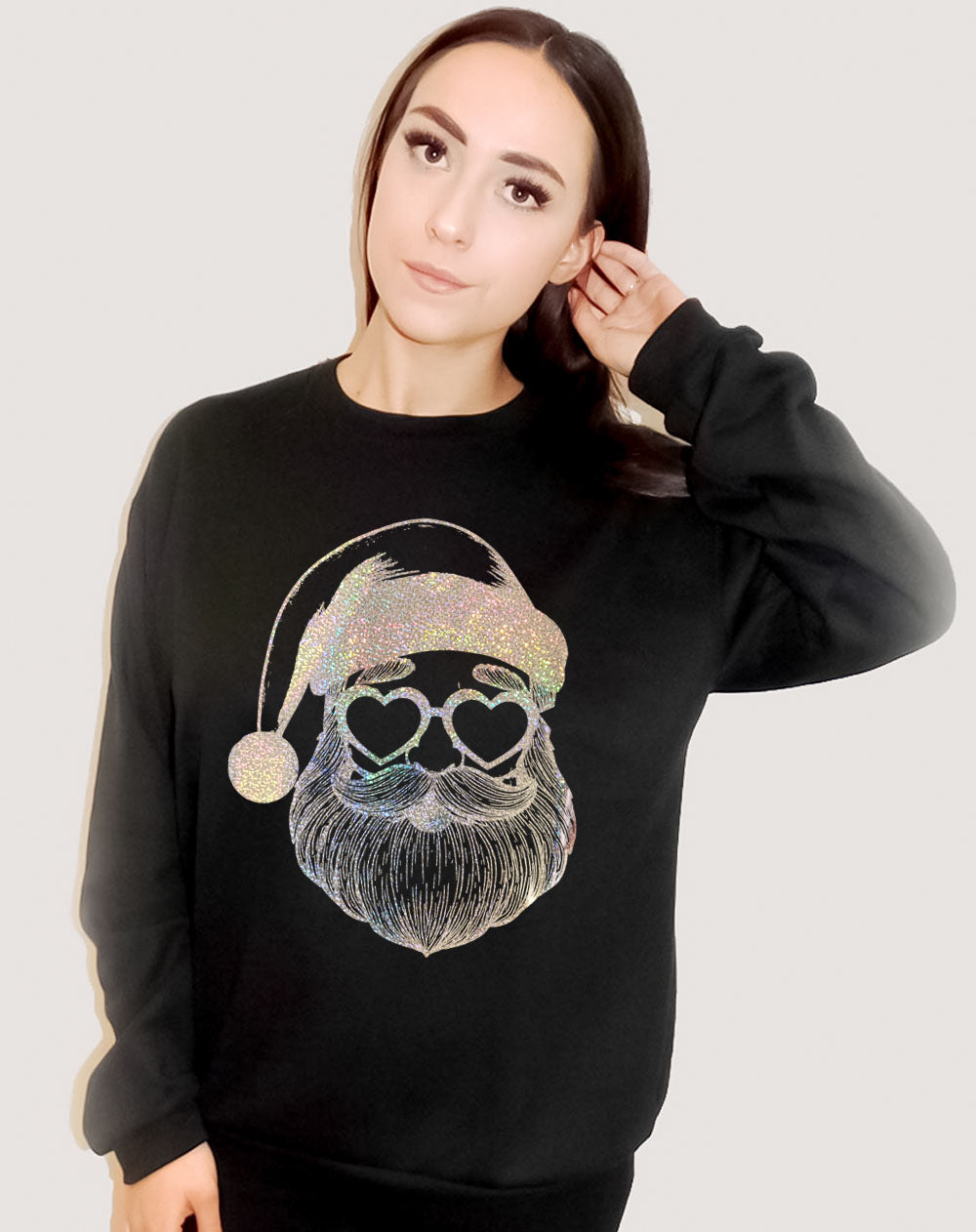 Santa's Heart of Sweater in Black