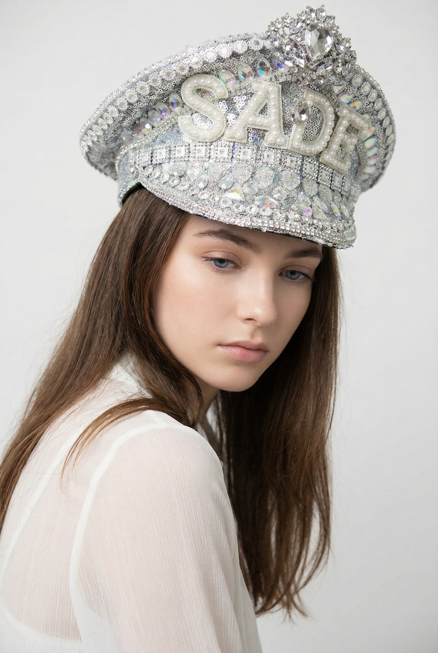 Personalised Silver Holographic Bridal Hen Festival Hat