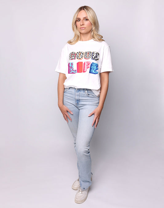 Neon Jungle Good Life Tshirt In White