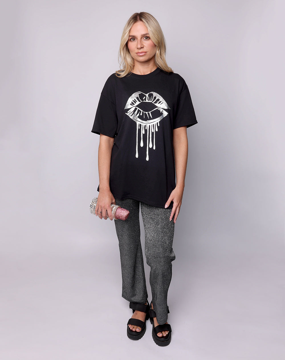 Kiss Drip Tshirt In Black