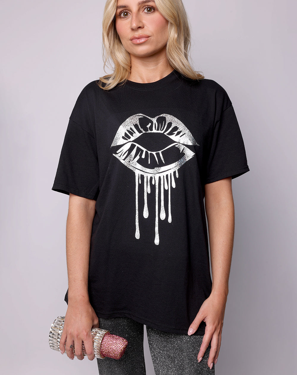 Kiss Drip Tshirt In Black