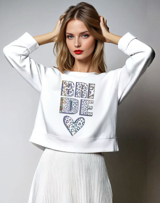 Happily Ever Silver  Wild Leopard Bride Sweatshirt