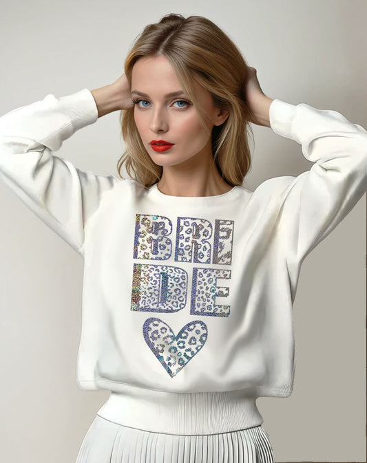 Happily Ever Silver  Wild Leopard Bride Sweatshirt