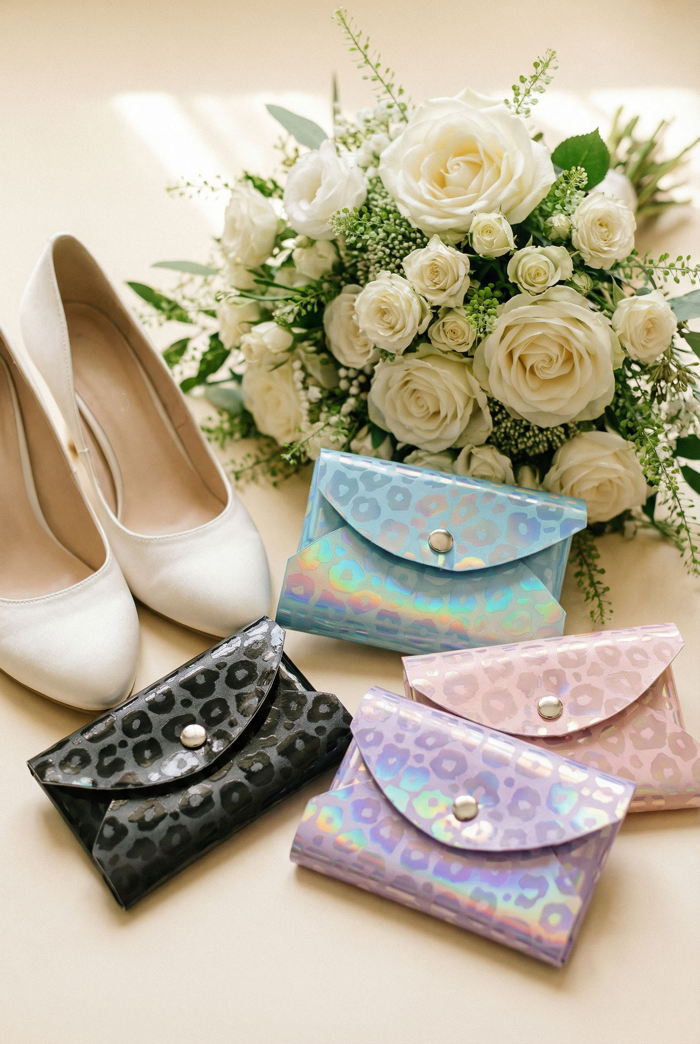 Iridescent Leopard Curved Envelope Card Holder