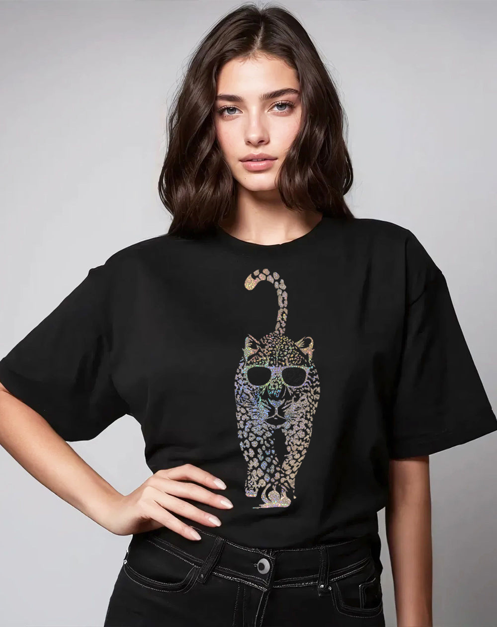 Leopard Luxe Prowl Tshirt In Black