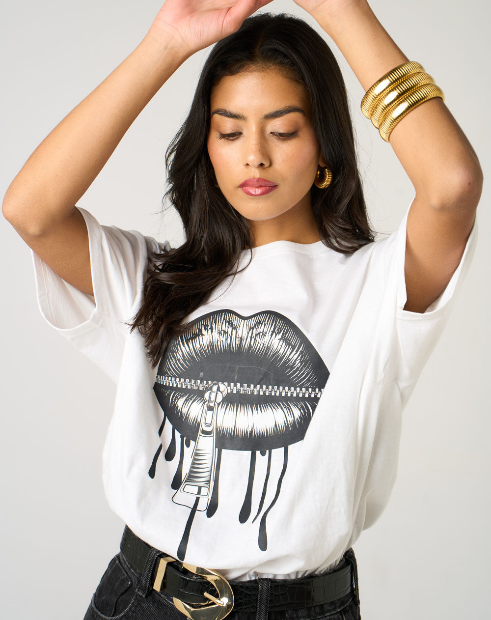 Locked Lips Drip T-Shirt in White