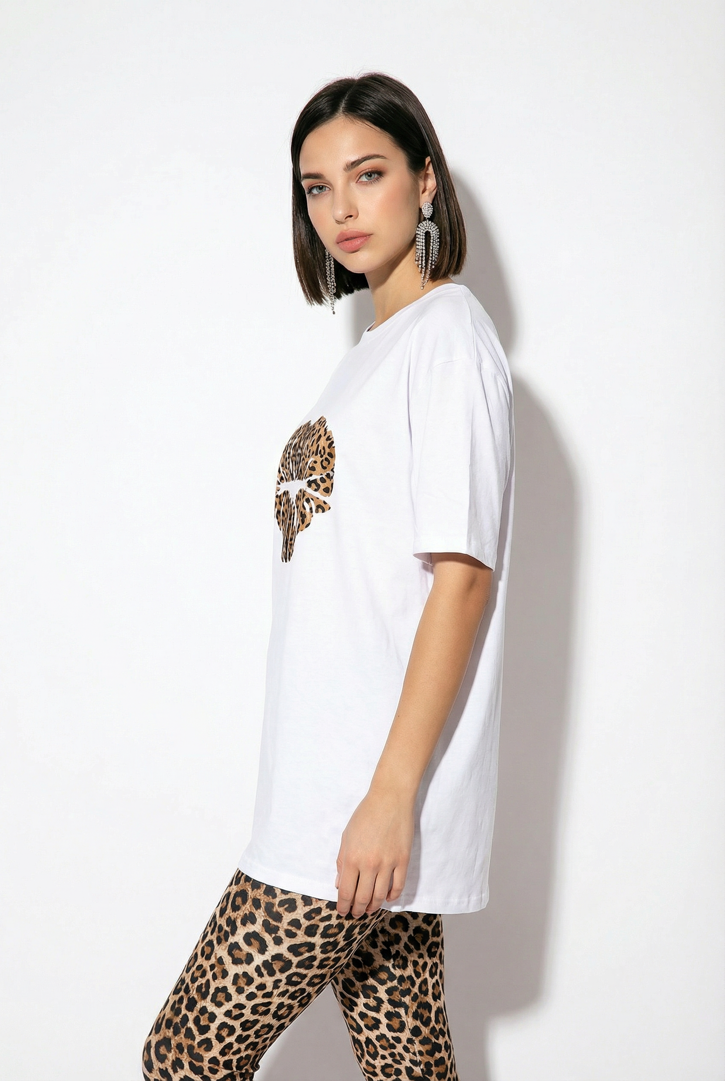 Leopard Print Graphic Oversize Top