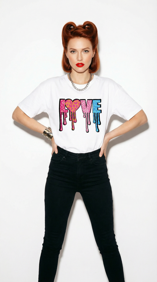 Love Drip Leopard Print Tshirt