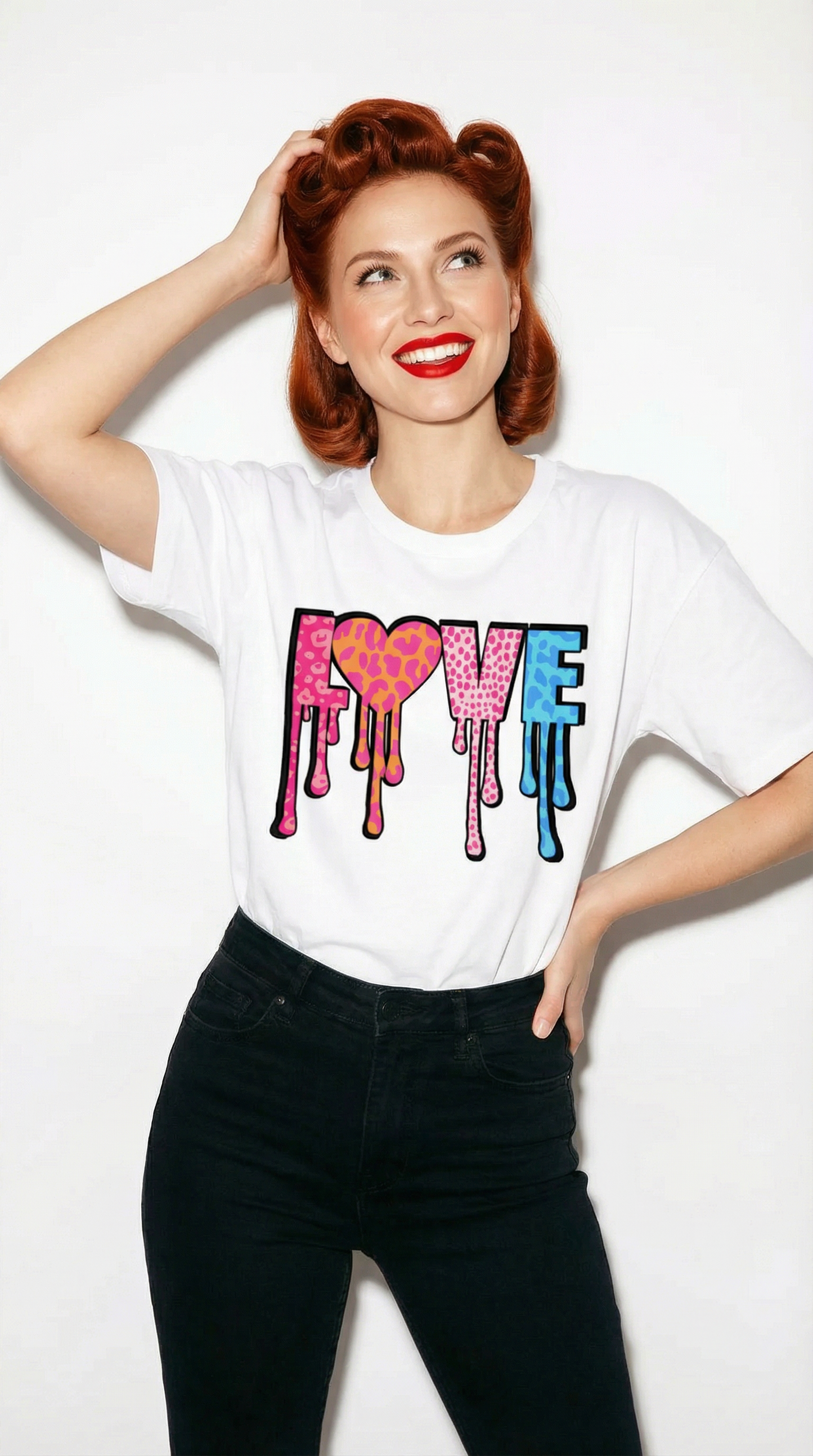 Love Drip Leopard Print Tshirt