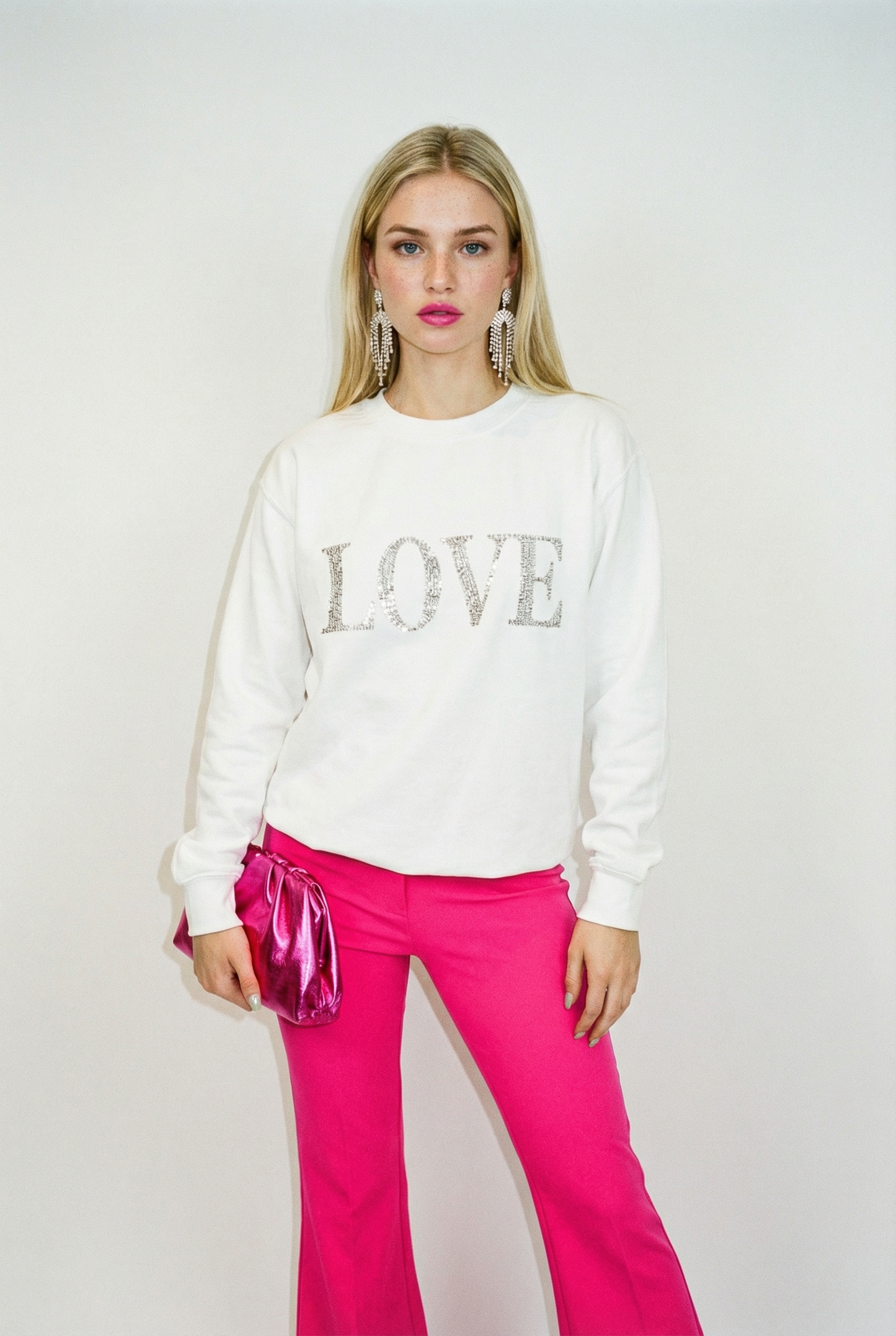 Love Black Text Print Jumper In White