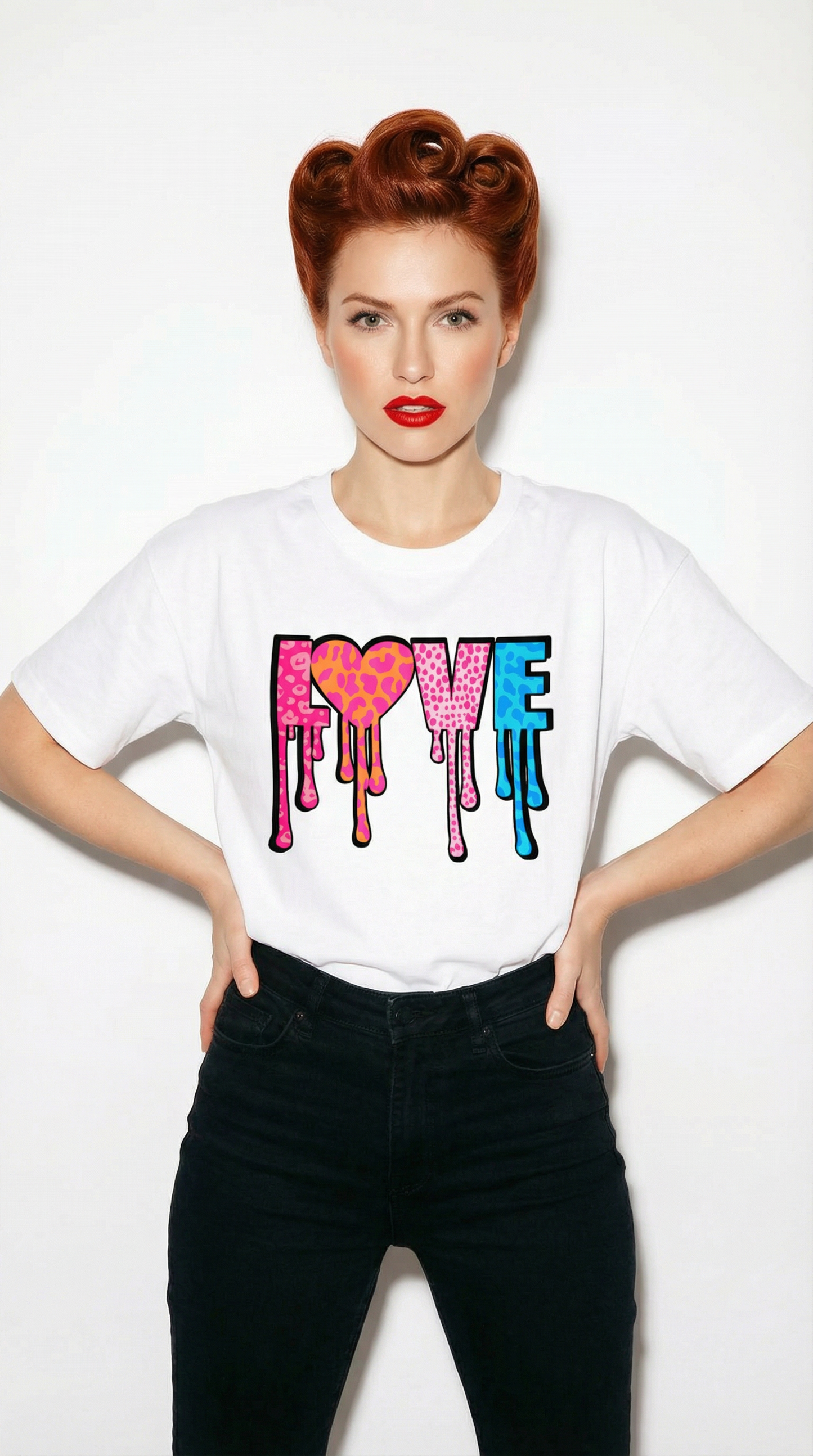 Love Drip Leopard Print Tshirt in White