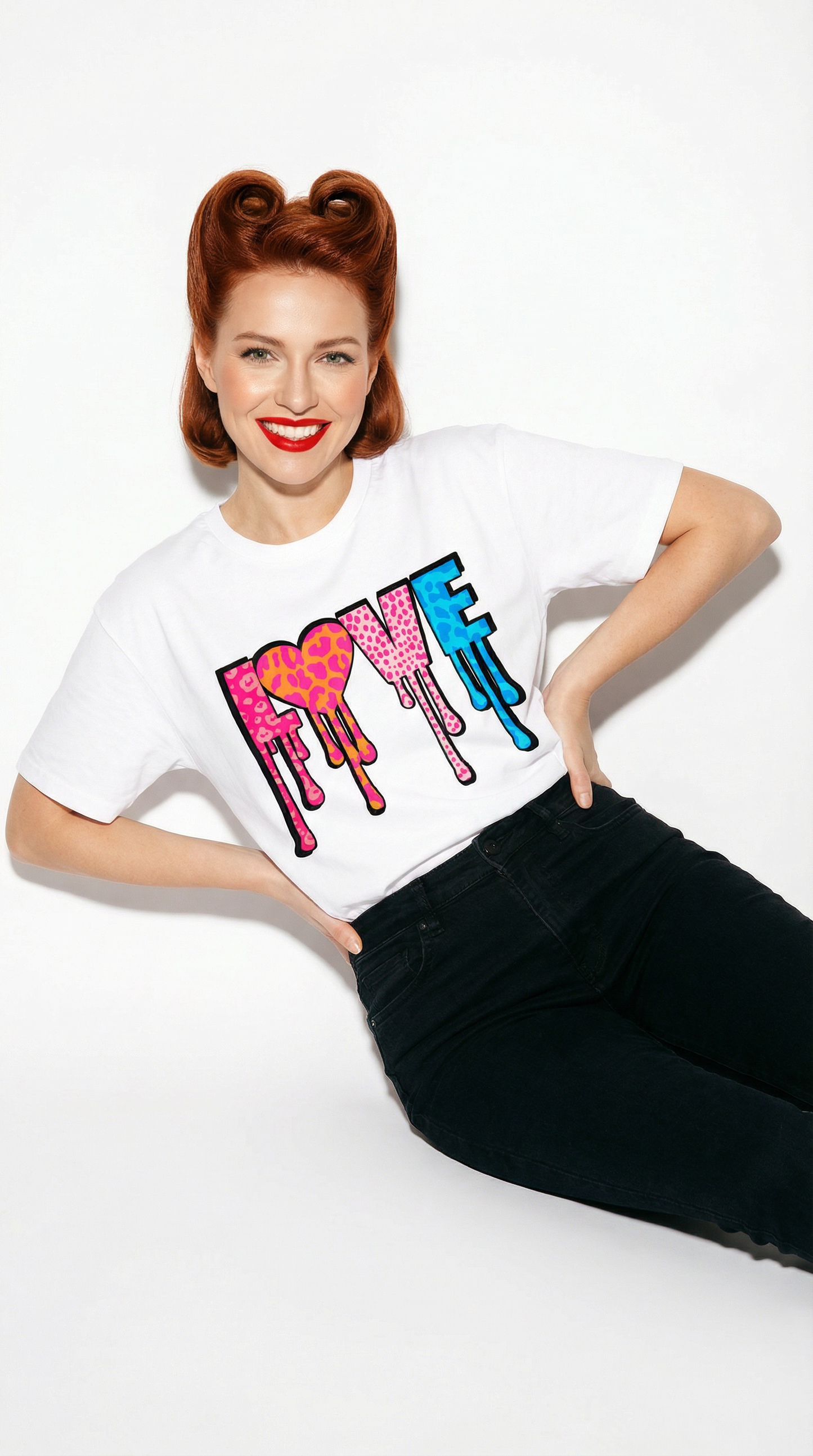 Love Drip Leopard Print Tshirt in White