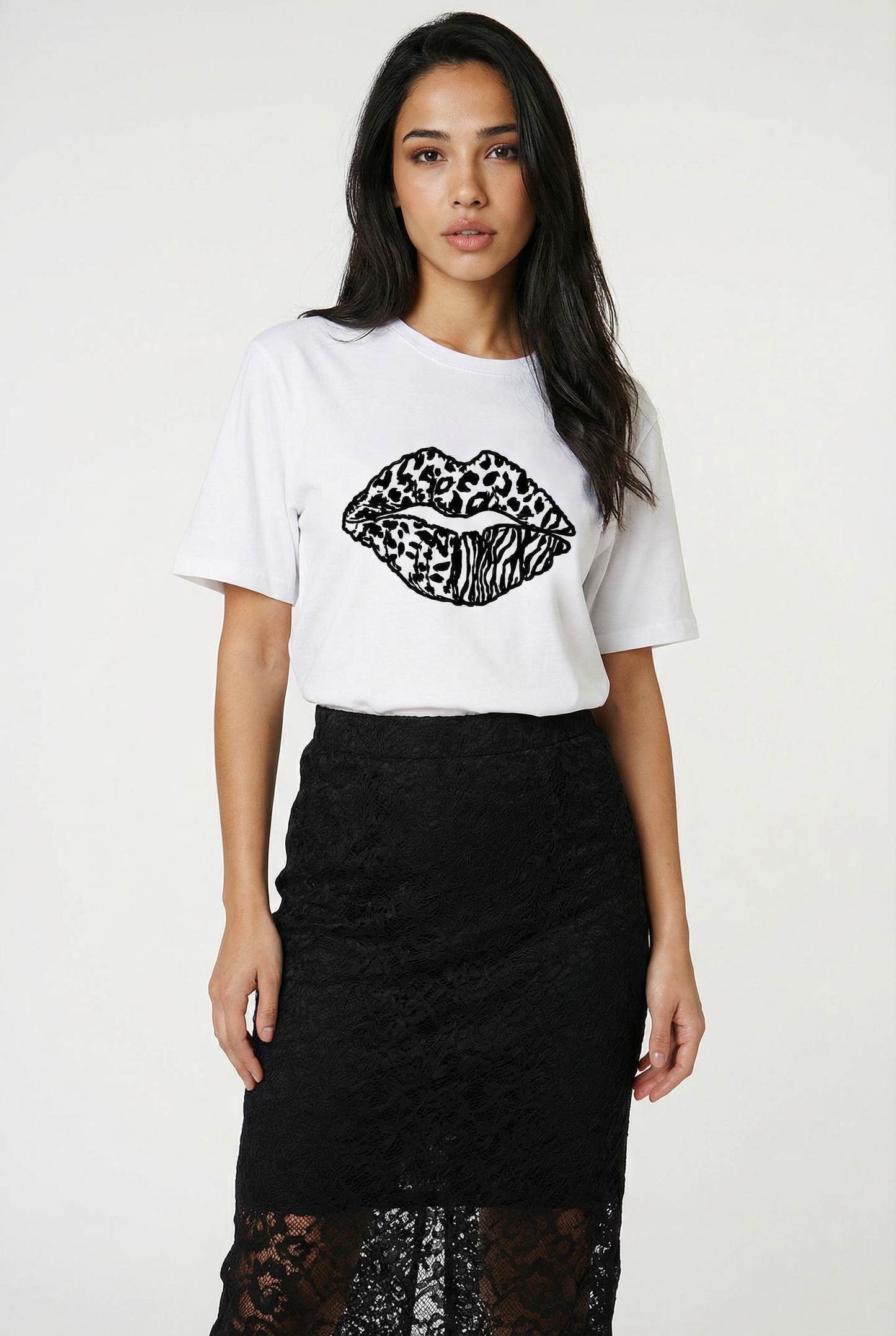Multi Animal Print Lip Oversized Tshirt Dress