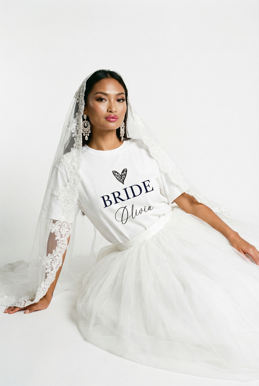 Personalised Name Bridal Slogan Tshirt n White