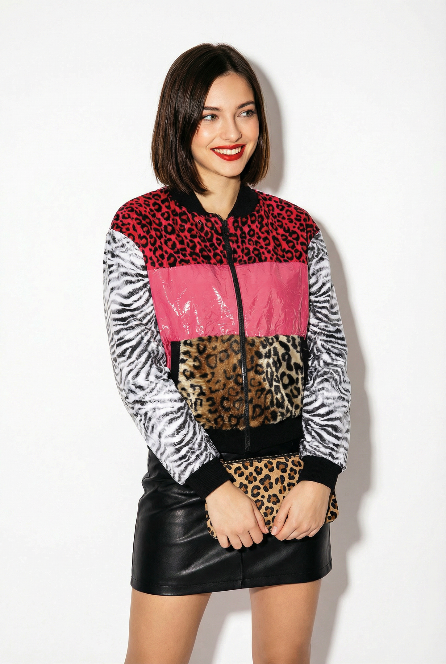 Pink Leopard Bomber Jacket -Water Resistant
