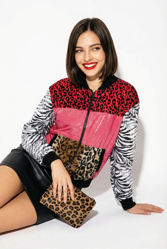 Pink Leopard Bomber Jacket -Water Resistant