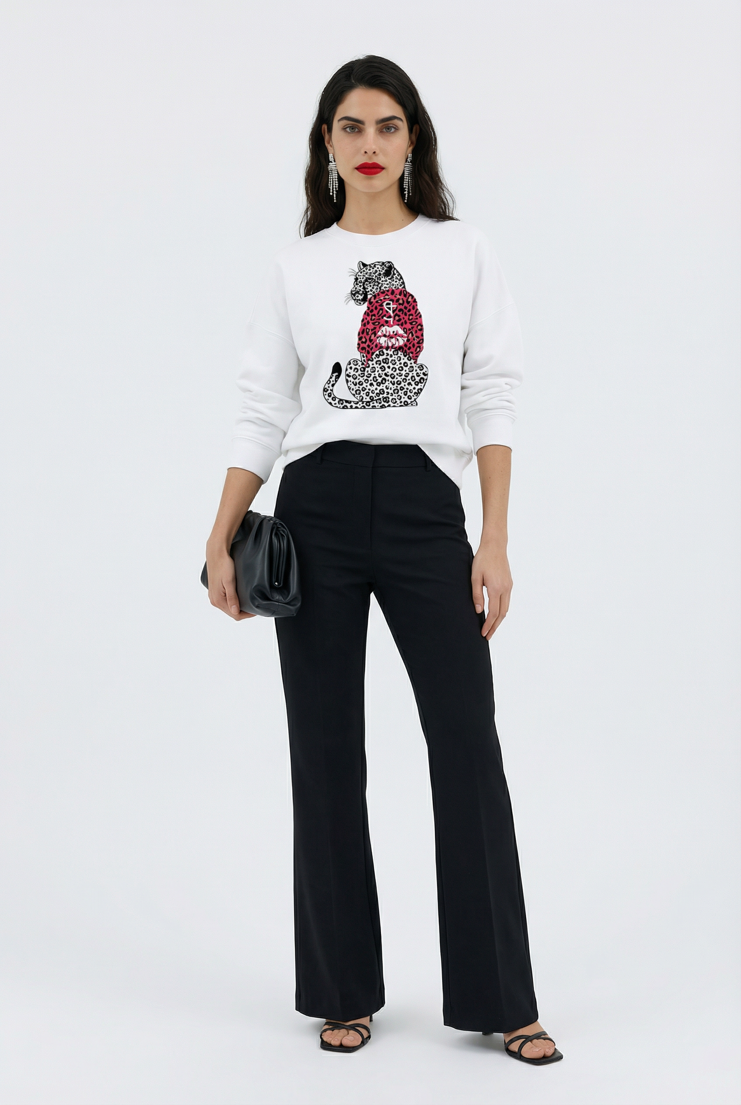 Pink Leopard Hooded Hunter Sweatshirt in White