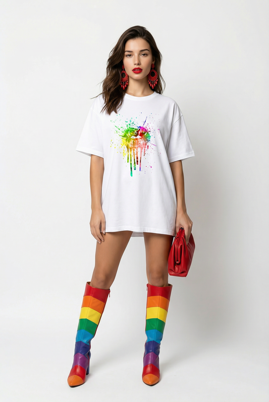 Pride Drip Splat Lip T-shirt In White