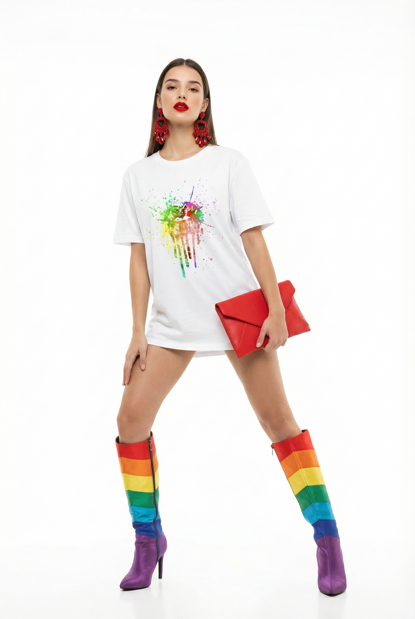 Pride Drip Splat Lip T-shirt In White