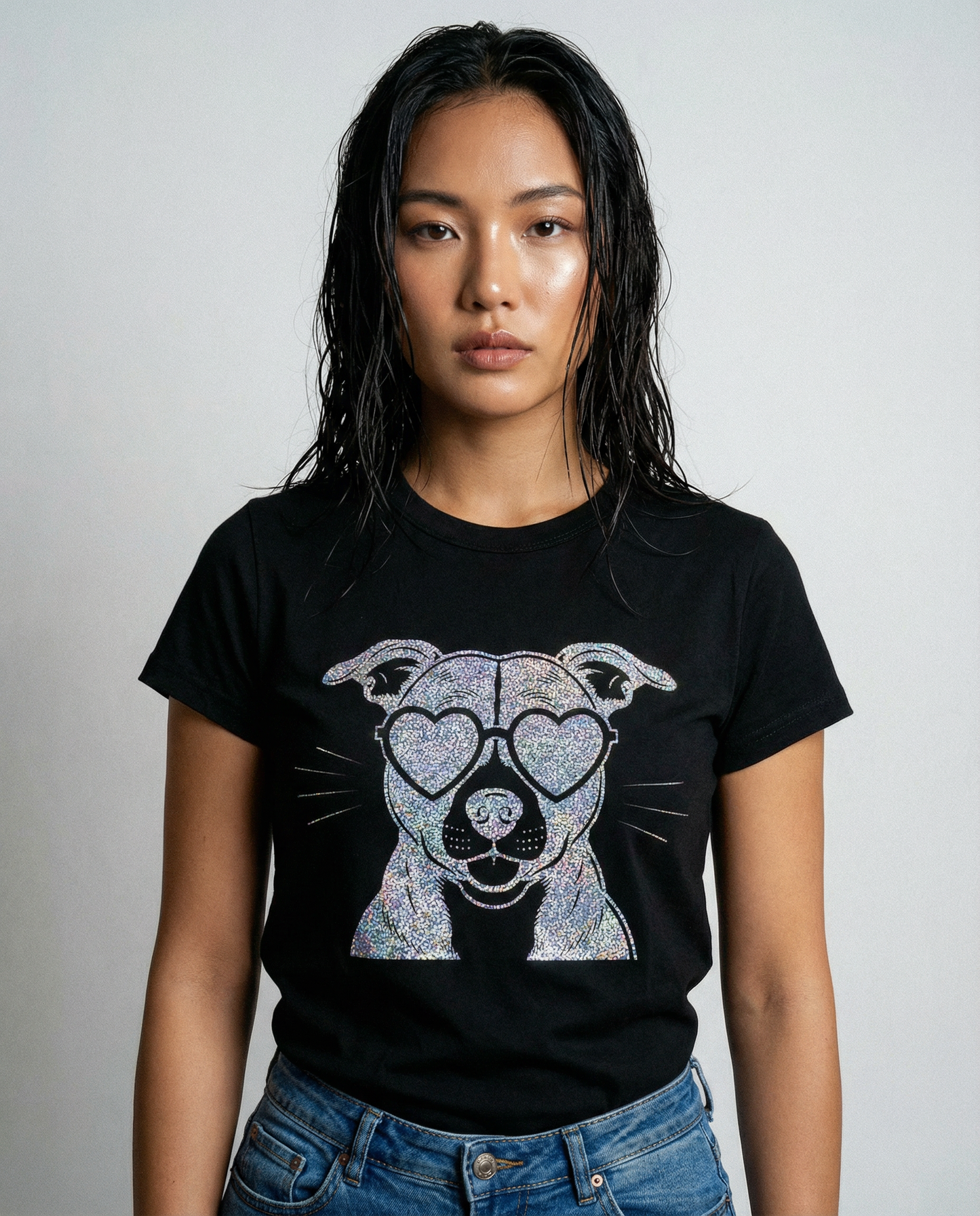 Puppy Love Staffie Tee in Black