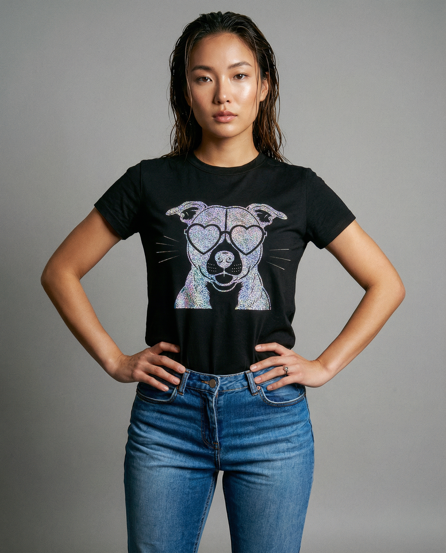 Puppy Love Staffie Tee in Black