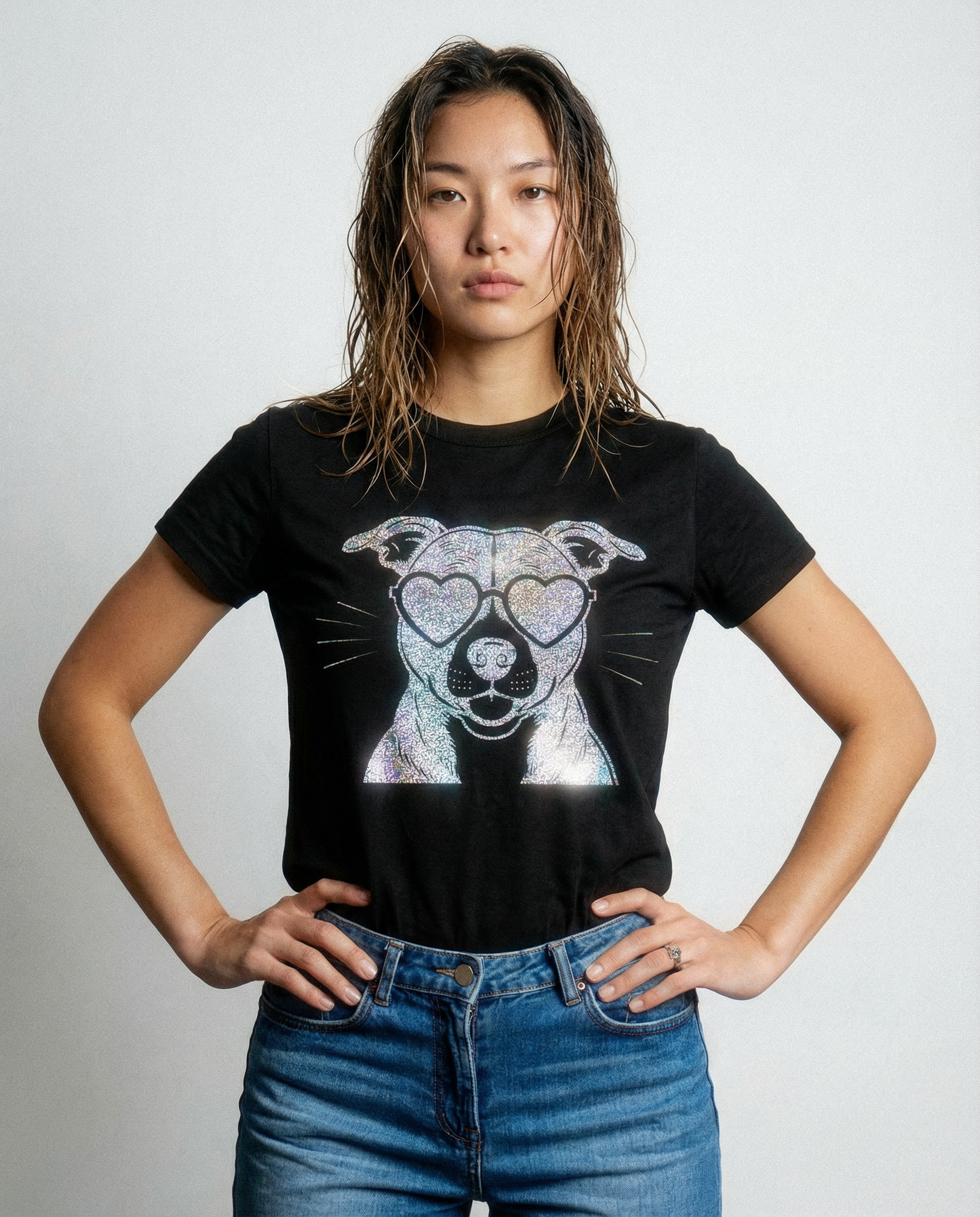 Puppy Love Staffie Tee in Black