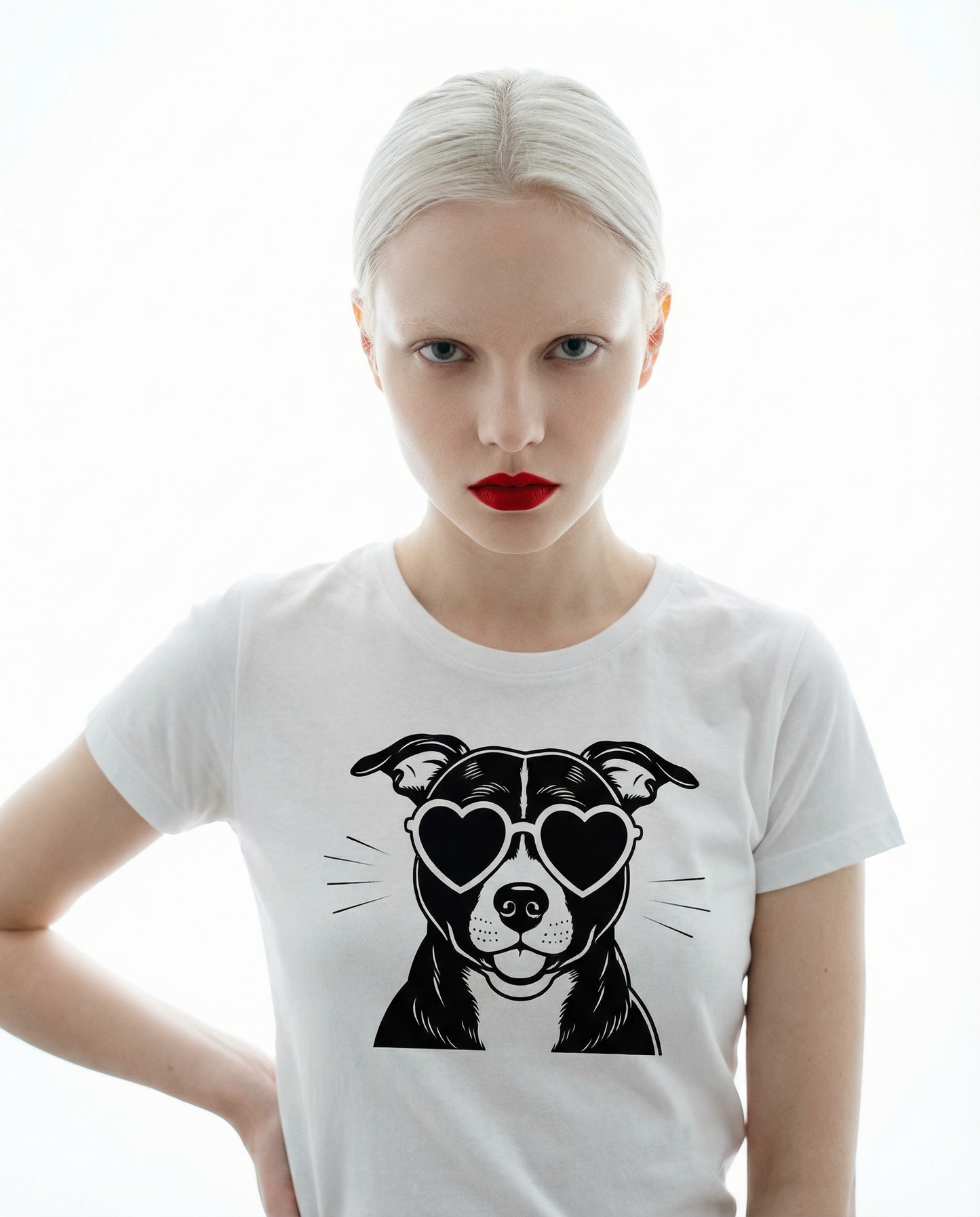 Puppy Love Staffie Tee in White