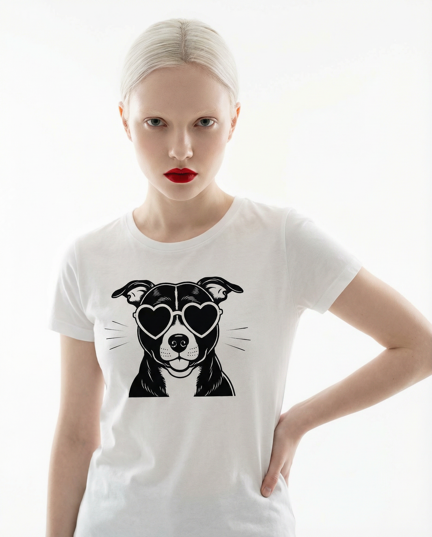 Puppy Love Staffie Tee in White
