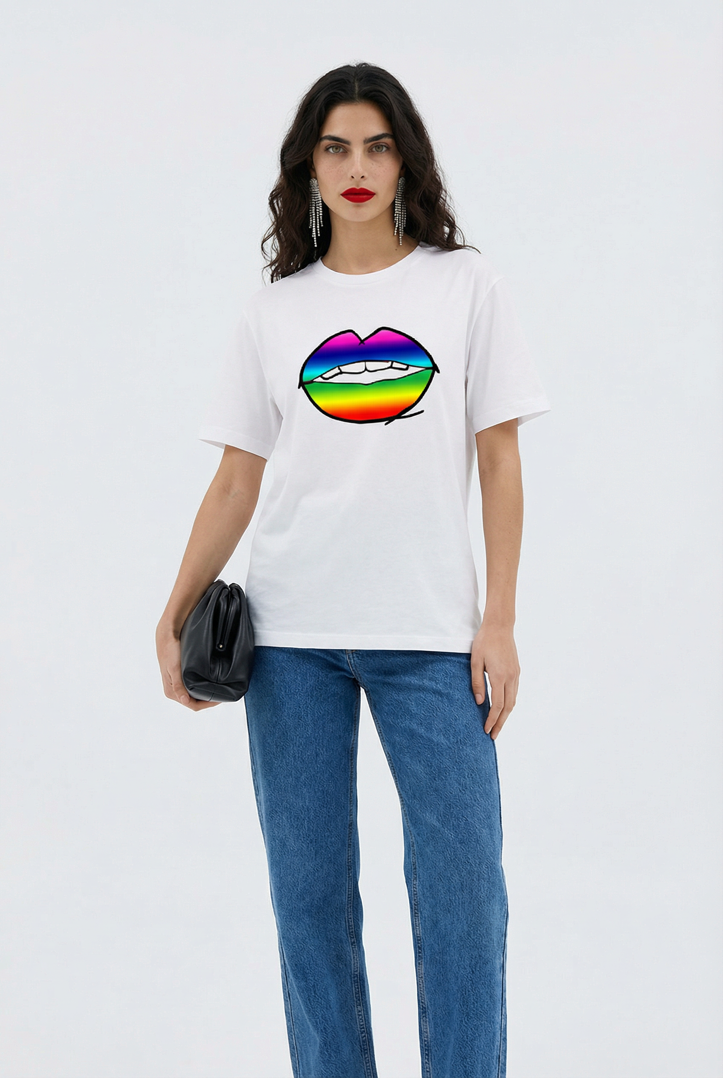 Rainbow Lip T-shirt In White