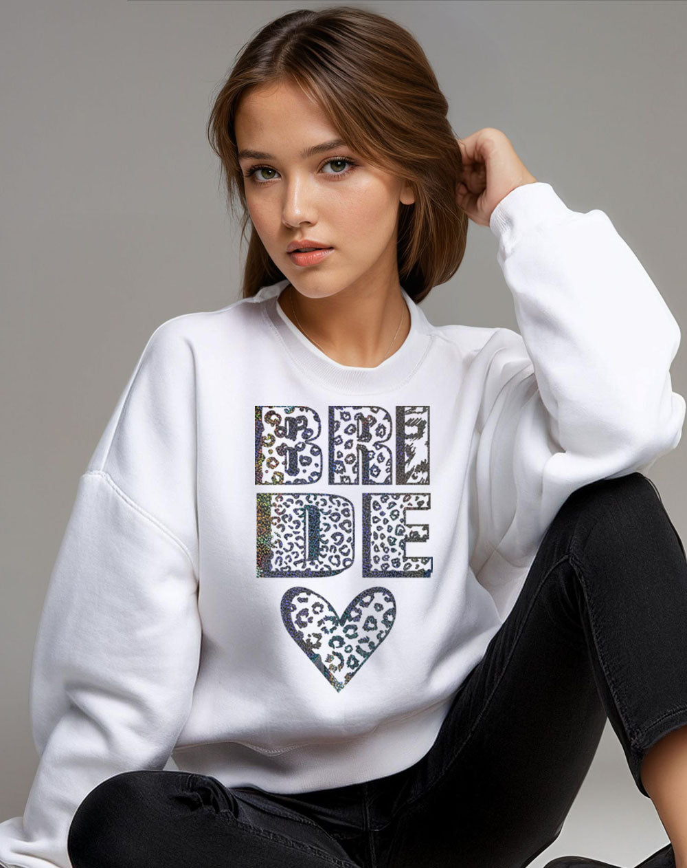 Bride Silver Text Sweater In White