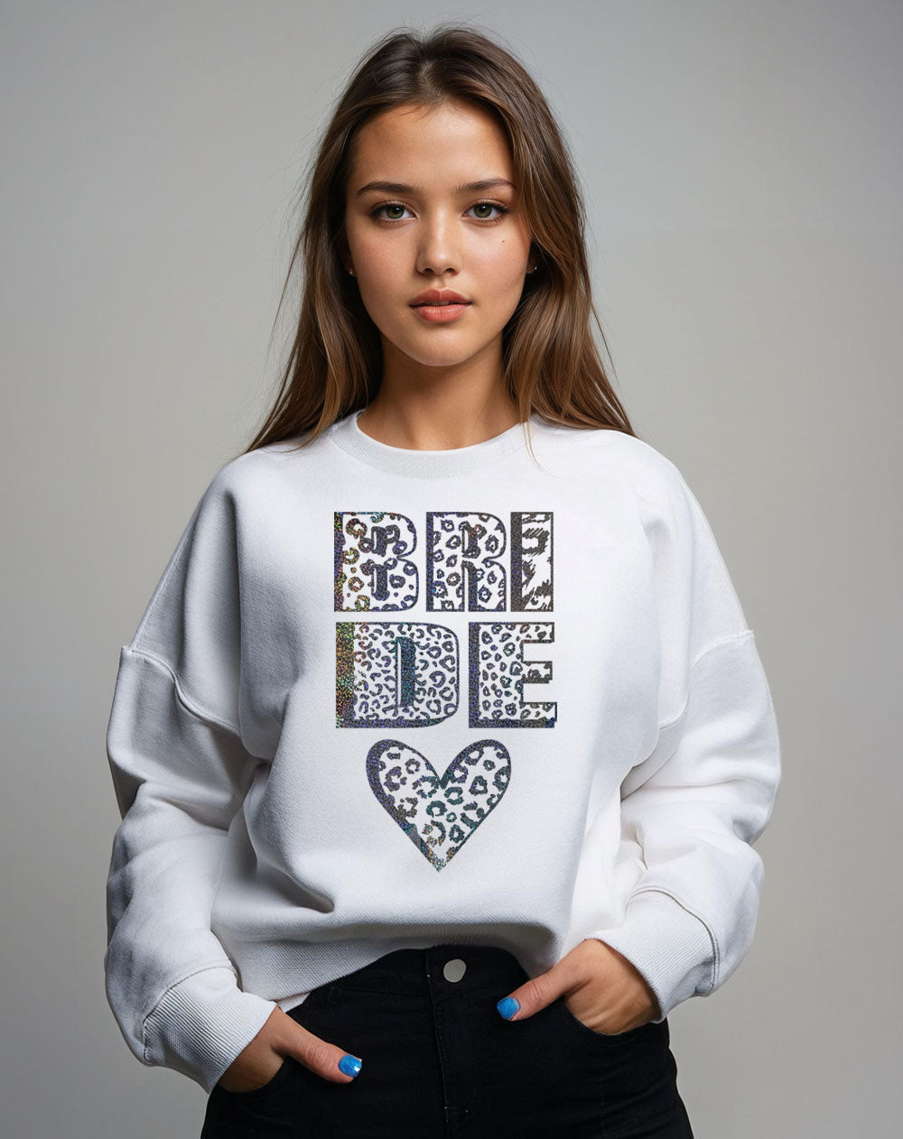 Bride Silver Text Sweater In White