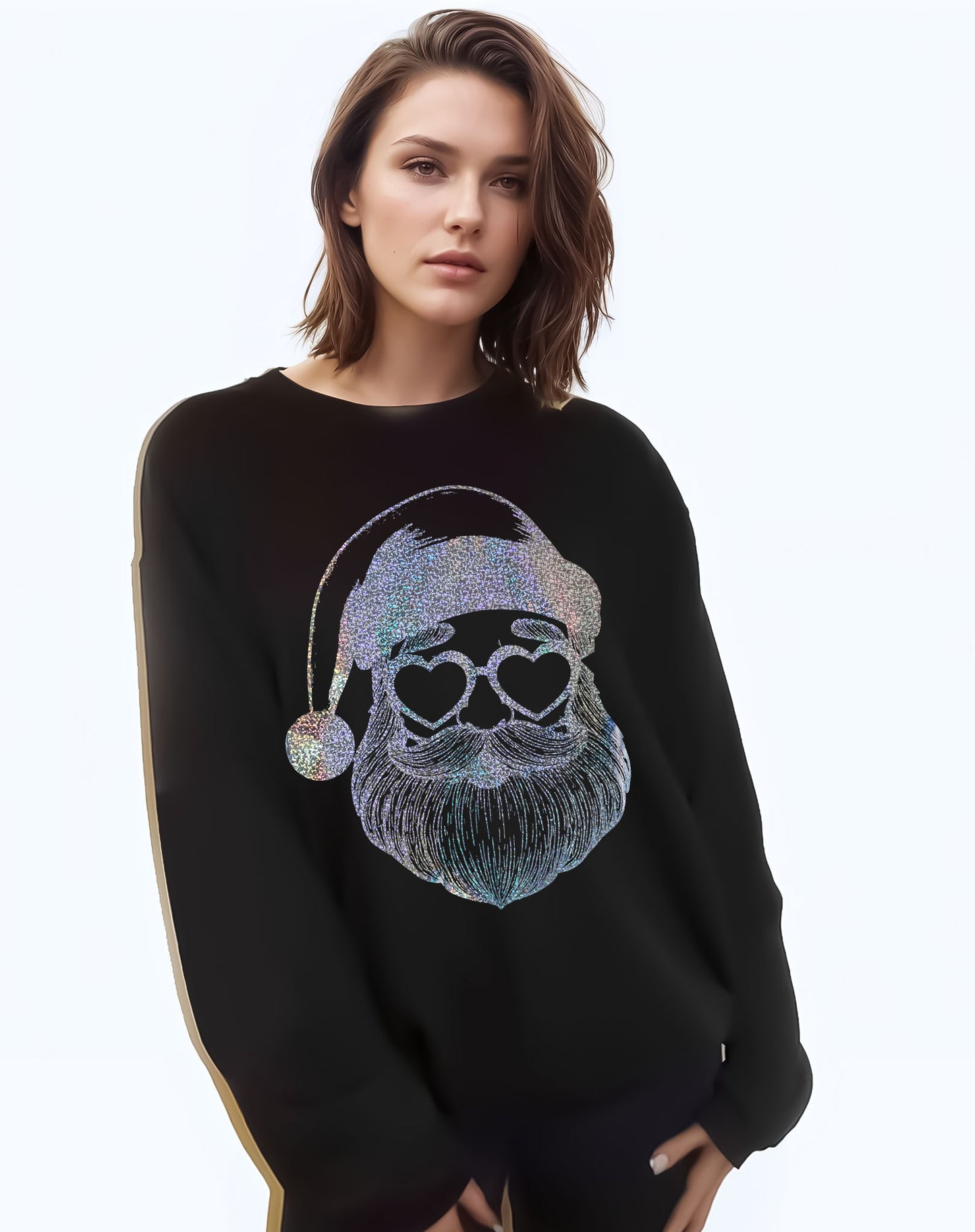 Santa's Heart of Sweater in Black